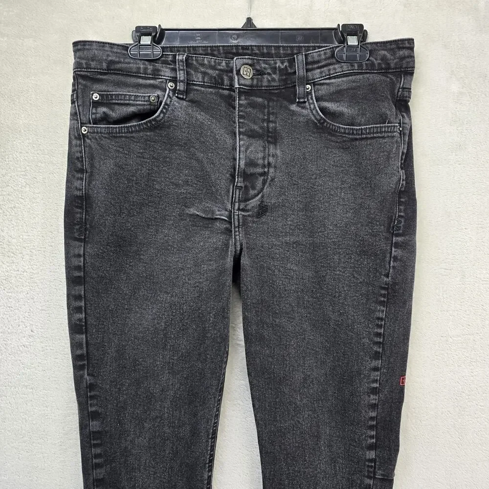 Ksubi Van Winkle Jeans Mens 34x30 Black Skinny Slim Pants Embroidered